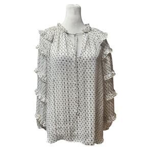 Boho Chic Sheer Top Cottagecore Romantic Ruffle Blouse Womens Express Sz Small